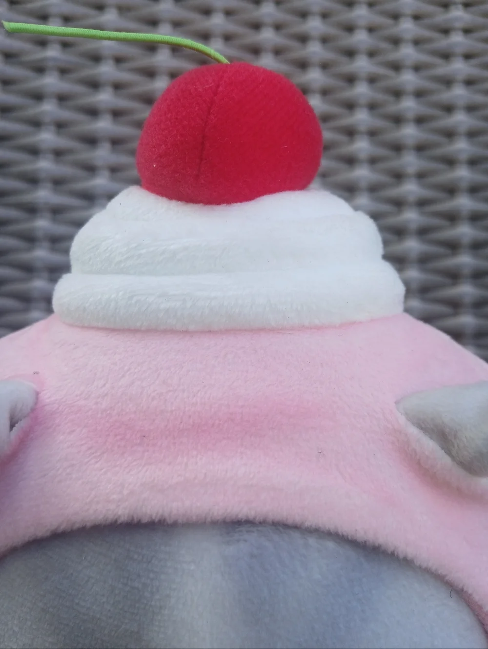 MofusadCat Toy in Pink & Gray with Cherry Hat